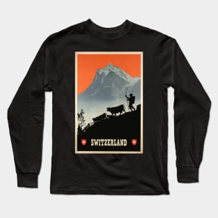 Switzerland, Vintage Travel Poster Long Sleeve T-Shirt
